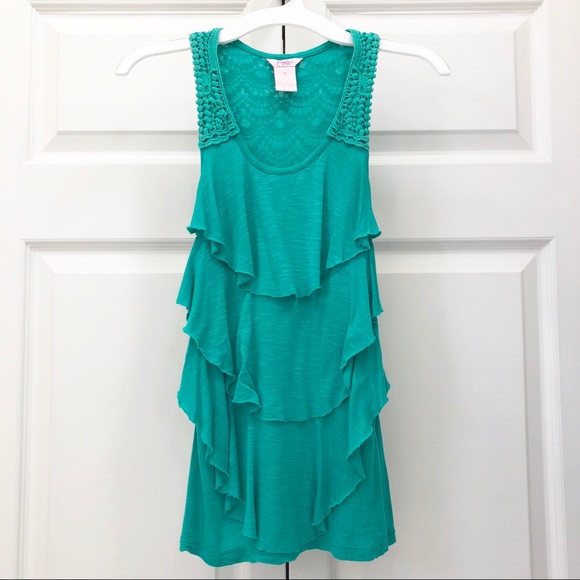 Candie's Other - Turquoise Lace Ruffle Tank